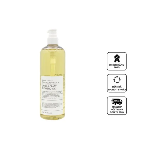 Dầu Tẩy Trang Hoa Cải Graymelin Vintage Canola Crazy 300ml - Giảm Mụn, Làm Sạch Sâu, Cấp Nước Cho Da Nhạy Cảm