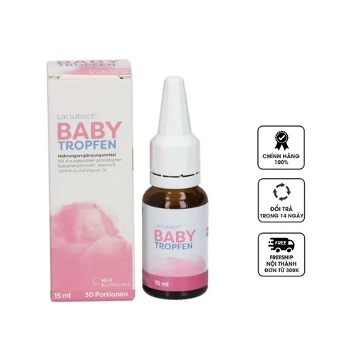 Men vi sinh Lactobact Baby Tropfen cho trẻ - Hỗ trợ tiêu hóa, sức khỏe, miễn dịch với 200 triệu lợi khuẩn & vitamin thiết yếu, 15ml