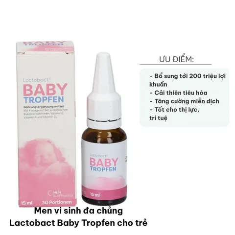 Men vi sinh Lactobact Baby Tropfen cho trẻ - Hỗ trợ tiêu hóa, sức khỏe, miễn dịch với 200 triệu lợi khuẩn & vitamin thiết yếu, 15ml