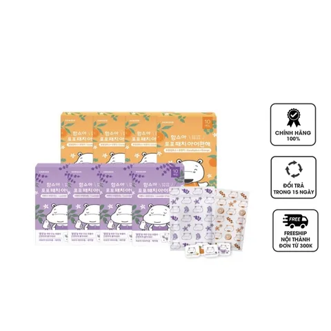 Miếng Dán Thông Mũi Hamsoa Hàn Quốc Cho Bé - Hương Lavender & Cam, Tinh Dầu Thiên Nhiên, Giúp Ngủ Ngon, Hộp 10 Miếng