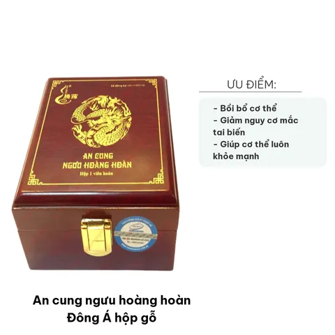 An Cung Ngưu Hoàng Hoàn Đông Á - Hộp Gỗ Bồi Bổ Tim Mạch, Hỗ Trợ Sức Khỏe, Dược Phẩm Truyền Thống Việt Nam