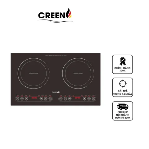 Bếp Từ Điện Đôi Creen CR-IHPXY875DC1E-400 - 2 Vùng Nấu 2000W, Màn Hình LED, Thiết Kế Sang Trọng, Tiện Lợi Cho Nhà Bếp