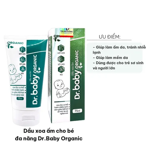 Dầu Xoa Ấm Cho Bé Đa Năng Dr.Baby Organic - Giúp Giảm Ho, Thoáng Đường Thở, An Toàn Cho Trẻ Sơ Sinh 75ml
