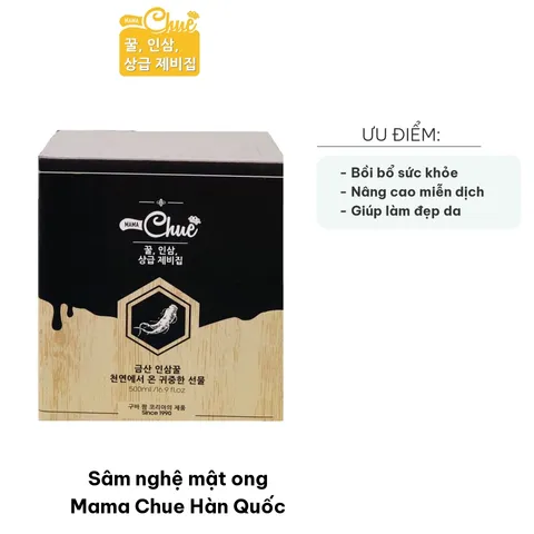 Sâm nghệ mật ong Mama Chue Hàn Quốc 500ml - Tăng cường sức khỏe, làm đẹp da, hỗ trợ miễn dịch cho cả gia đình từ 10 tuổi trở lên