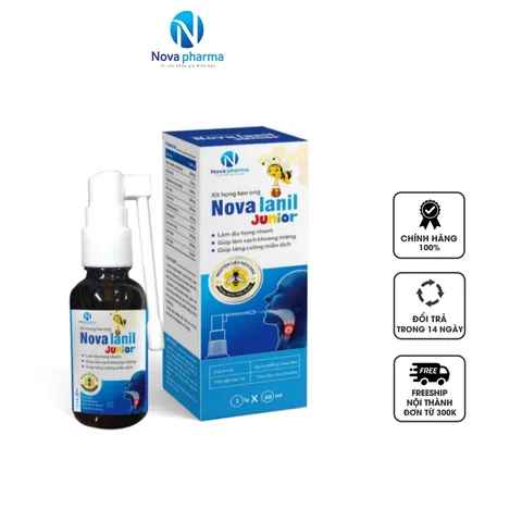 Xịt Keo Ong Nova Lanil Junior 30ml - Giúp Làm Dịu Họng, Sạch Khoang Miệng Cho Trẻ 6 Tháng Tuổi Trở Lên, Dễ Dùng, Thiên Nhiên