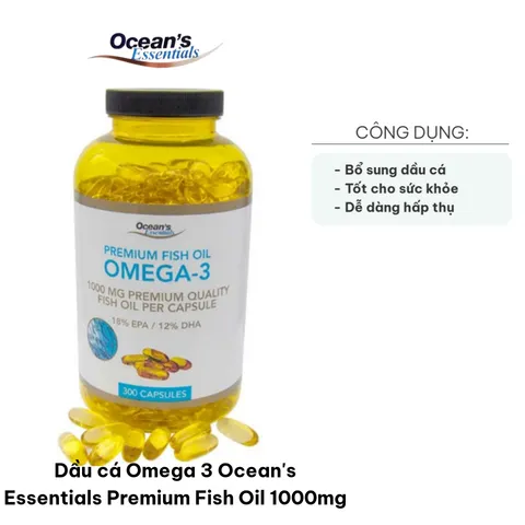 Dầu Cá Omega 3 Ocean's Essentials Premium Fish Oil 1000mg - Hỗ Trợ Sức Khỏe Tim Mạch, Não Bộ & Làn Da Từ Chiết Xuất Tự Nhiên