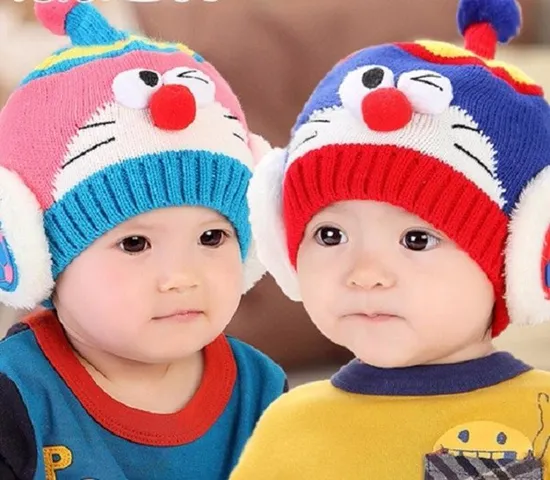 Mũ Len Doremon Ngộ Nghĩnh Cho Bé - Giữ Ấm Đầu Và Tai Trong Ngày Đông - Phụ Kiện Đáng Yêu Cho Trẻ 6-36 Tháng