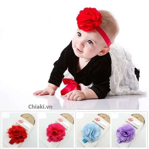 Băng Đô Xinh Xắn Cho Bé Gái Hình Nơ Hoa - Phụ Kiện Dễ Thương Khi Đi Chơi, Dự Tiệc, Lễ Tết