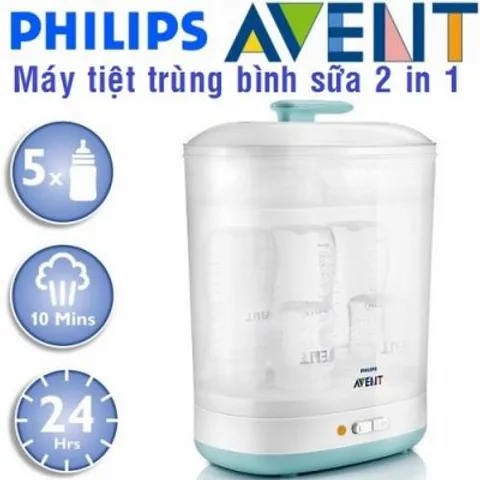 Máy Tiệt Trùng Bình Sữa Avent 2 Trong 1 SCF922/03 - Tiêu Diệt 99,9% Vi Khuẩn, Thiết Kế Thông Minh, Tiện Lợi Cho Mẹ Và Bé
