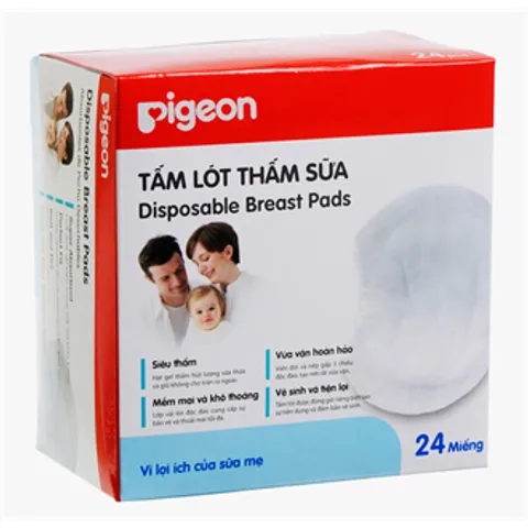 Miếng Lót Thấm Sữa Pigeon - 24 Miếng Hộp, Dành Cho Mẹ - Hút Sữa Nhanh Chóng, Tiện Lợi Và Thoải Mái Khi Sử Dụng