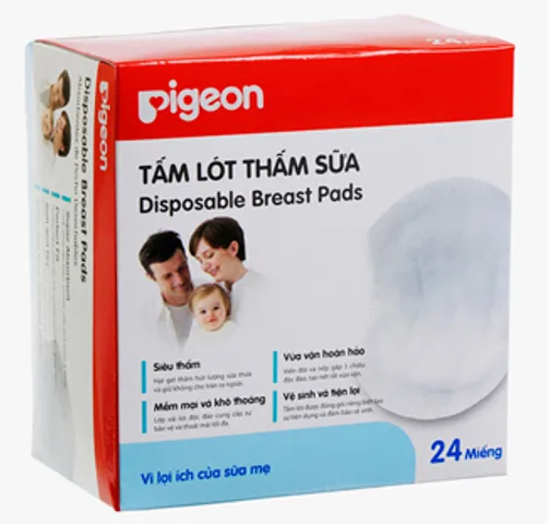 Miếng Lót Thấm Sữa Pigeon - 24 Miếng Hộp, Dành Cho Mẹ - Hút Sữa Nhanh Chóng, Tiện Lợi Và Thoải Mái Khi Sử Dụng