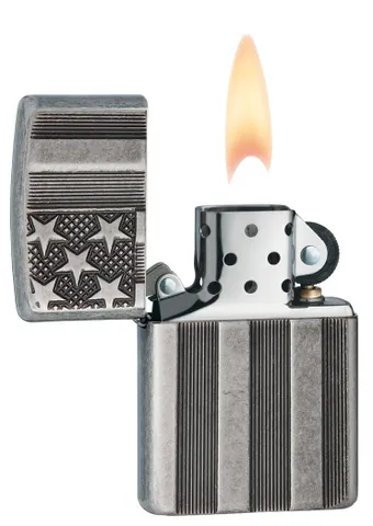 Bật Lửa Zippo 28974 Armor Flag - Vỏ Bạc Cổ Điển Khắc Hình Cờ Mỹ - Phụ Kiện Thời Trang Cho Tín Đồ Zippo