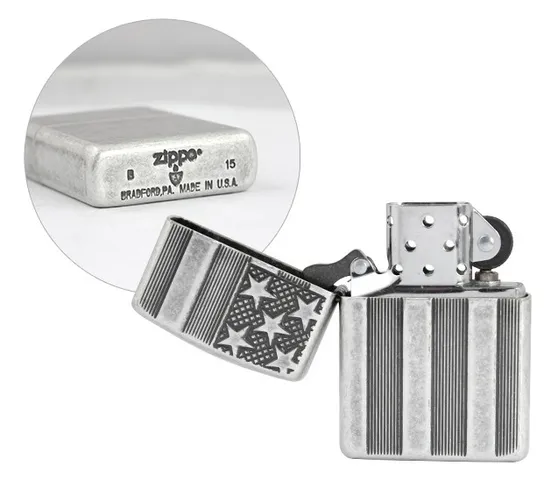 Bật Lửa Zippo 28974 Armor Flag - Vỏ Bạc Cổ Điển Khắc Hình Cờ Mỹ - Phụ Kiện Thời Trang Cho Tín Đồ Zippo
