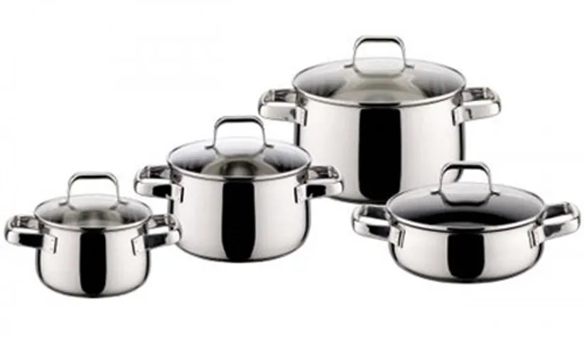 Bộ Nồi Inox 4 Chiếc Cao Cấp Elo Shape Đức - Thiết Kế Tiết Kiệm Năng Lượng, Chịu Nhiệt Tốt, Dễ Dàng Vệ Sinh cho Bữa Ăn Gia Đình