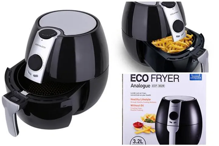 Nồi Chiên Không Dầu Lock&Lock ECF-302R Đen - Công Nghệ Rapid Air Giúp Chiên Thực Phẩm Ngon, Ít Dầu Mỡ, Dung Tích 3.2L