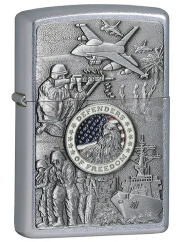 Bật Lửa Zippo 24457 Classic Joined Forces - Biểu Tượng Quân Đội Mỹ Thế Chiến II Mạ Chrome Cứng Cáp, Quà Tặng Độc Đáo