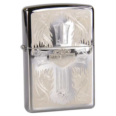 Bật Lửa Zippo 28982 Harley Davidson Chính Hãng - Quà Tặng Sang Trọng Đẳng Cấp, Họa Tiết Chữ Thập Nổi Bật