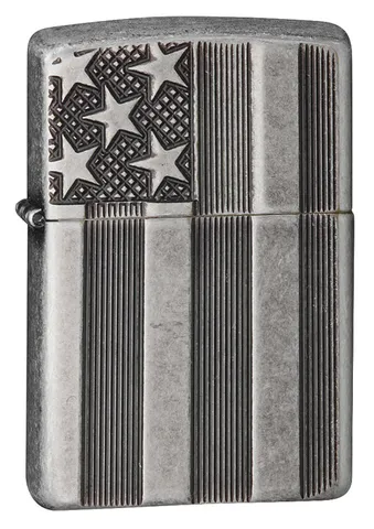 Bật Lửa Zippo 28974 Armor Flag - Vỏ Bạc Cổ Điển Khắc Hình Cờ Mỹ - Phụ Kiện Thời Trang Cho Tín Đồ Zippo