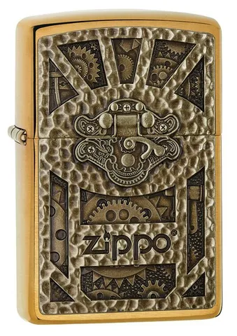 Bật Lửa Zippo 29103 Steampunk Box Emblem Đồng Thau - Bộ Sưu Tập 2016, Mẫu Thiết Kế Độc Đáo Cho Người Yêu Thích Fandom Vintage