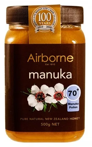 Mật Ong Manuka Airborne 70+ New Zealand 500g - Tăng Cường Sức Đề Kháng, Kháng Khuẩn Tự Nhiên Cho Sức Khỏe Tổng Quát