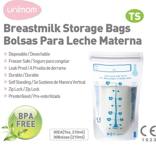 Túi Trữ Sữa Unimom TS Cảm Ứng Nhiệt 210ml - 30 Túi An Toàn, Không BPA, Dễ Dàng Sử Dụng Trong Ngăn Lạnh hoặc Ngăn Đông