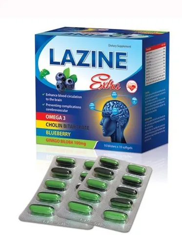 Bổ Huyết Dưỡng Não Lazine Extra - Thực Phẩm Chức Năng Tăng Cường Trí Nhớ, Giảm Căng Thẳng, Hỗ Trợ Tuần Hoàn Máu Não, Vitamin B1, Omega 3