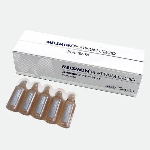 Nước Uống Tế Bào Gốc Nhau Thai Melsmon Platinum Liquid - Hộp 30 ống x 10ml, Làm Đẹp Da, Tươi Trẻ, Nhật Bản