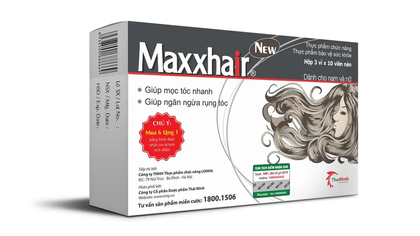 Viên uống Maxxhair hỗ trợ mọc tóc, giảm rụng tóc - Bổ sung vitamin, khoáng chất cho tóc chắc khỏe, bóng mượt