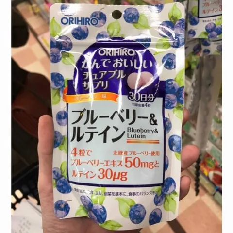 Viên bổ sung Blueberry và Lutein Orihiro Nhật Bản - Hỗ trợ sức khỏe mắt, cải thiện thị lực, viên nhai vị việt quất ngon miệng