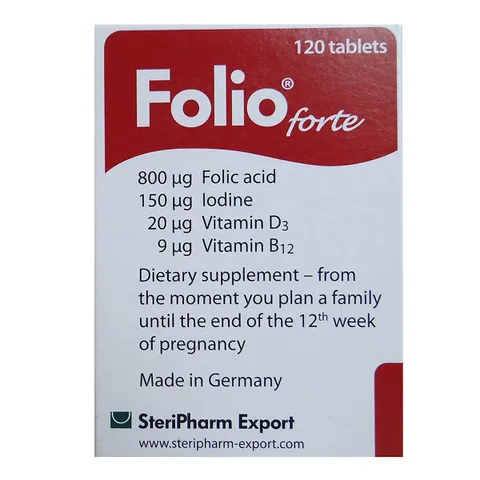 Viên bổ sung Acid Folic Folio Forte 800μg cho phụ nữ mang thai - Ngăn ngừa dị tật thai nhi, hỗ trợ phát triển khỏe mạnh