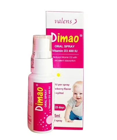 Dimao Vitamin D3 Dạng Xịt 400IU - Hỗ Trợ Tăng Chiều Cao Cho Bé, Bổ Sung Canxi Tiện Lợi, Hương Vị Dâu Ngon