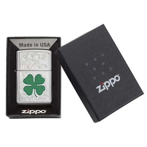 Bật Lửa Zippo Clover - Cỏ 4 Lá May Mắn Hàng Chính Hãng, Thiết Kế Độc Đáo, Quà Tặng Fan Thích Bật Lửa Cổ Điển
