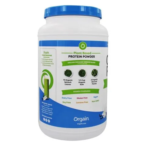 Bột Protein Hữu Cơ Orgain Organic Protein Greens - 21g Protein Mỗi Phần, Thực Vật Không Biến Đổi Gen, Hương Vani, 882g