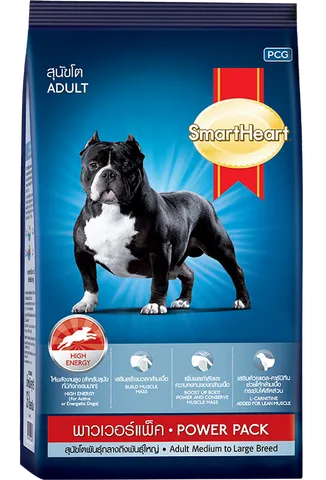 Thức ăn SmartHeart Power Pack cho chó trưởng thành - Dinh dưỡng cân bằng, tăng cường sức khỏe và năng lượng cho chó cưng hoạt động năng động, hạnh phúc.
