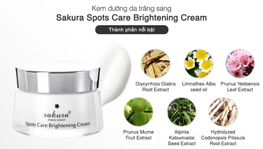 Kem dưỡng trắng phục hồi Sakura Spots Care Brightening Cream