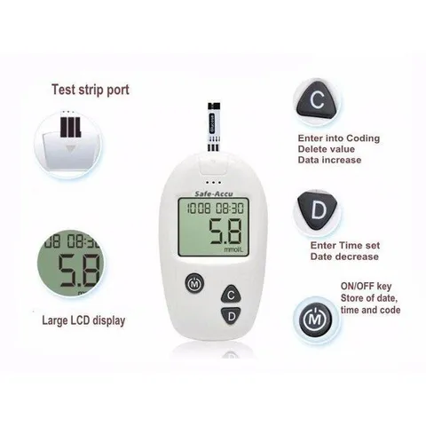 Máy Đo Đường Huyết Safe Accu Sinocare - Bộ 50 Que Thử và 50 Kim, Kết Quả Nhanh Chóng, Dễ Sử Dụng, Công Nghệ Đức
