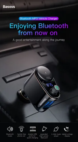 Tẩu Sạc Ô Tô Bluetooth Baseus S06 Hỗ Trợ Nghe Nhạc MP3, Sạc Nhanh Tiện Lợi Cho Xe Hơi - Thiết Bị Điện Tử Đa Năng