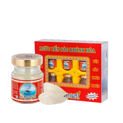 Nước yến sào Khánh Hòa Sanest không đường hộp 6 lọ