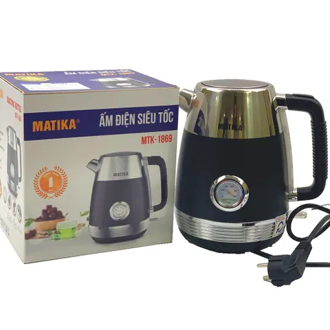 Ấm Siêu Tốc Matika MTK-1869 - Công Suất 1800W, Cảm Biến Nhiệt, Dung Tích 1.7L, Đun Nước Nhanh Chóng, Đồ Gia Dụng Cao Cấp