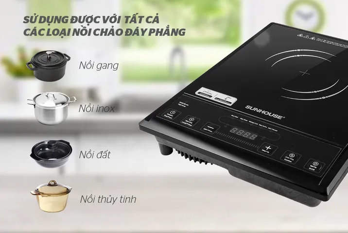 Bếp Hồng Ngoại Cơ Sunhouse SHD6004 - 5 Chế Độ Nấu, Tiết Kiệm Điện, Mặt Kính Cường Lực Siêu Bền, Chịu Nhiệt 800°C