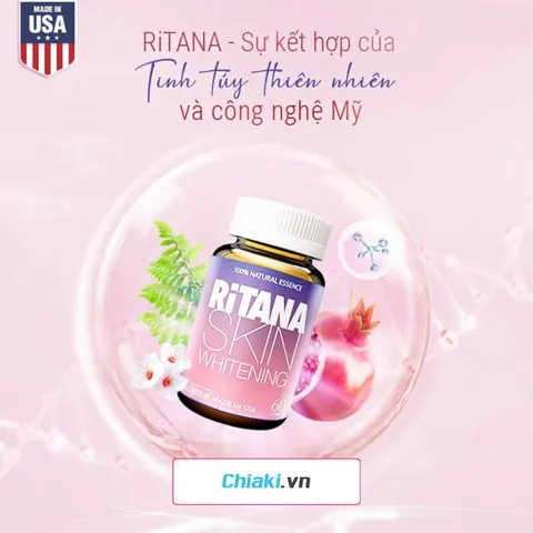 Viên uống hỗ trợ trắng da Ritana Skin Whitening - Sản phẩm công nghệ Mỹ, tinh chất tự nhiên giúp da trắng sáng, mờ sạm nám hiệu quả.
