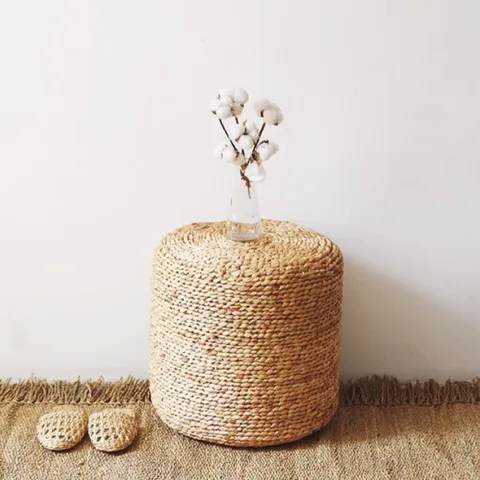 Đôn Lục Bình Đan Thủ Công Trang Trí Phòng Khách - Ghế Ngồi Bàn Để Đồ Tự Nhiên 40cm x 40cm, Thẩm Mỹ Cao và Thân Thiện Môi Trường