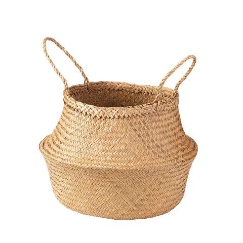 Giỏ Cói Trồng Cây Thủ Công - Vật Trang Trí Tự Nhiên Cho Phòng Khách, Homestay, Quán Cà Phê - Thân Thiện Môi Trường