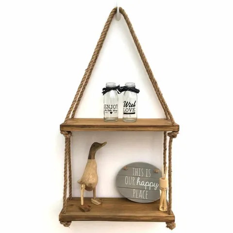 Kệ Gỗ Treo Tường Bắc Âu - Kệ Trang Trí Phòng Khách Độc Đáo Tiết Kiệm Không Gian, 40x13cm, Dây Treo Chắc Chắn