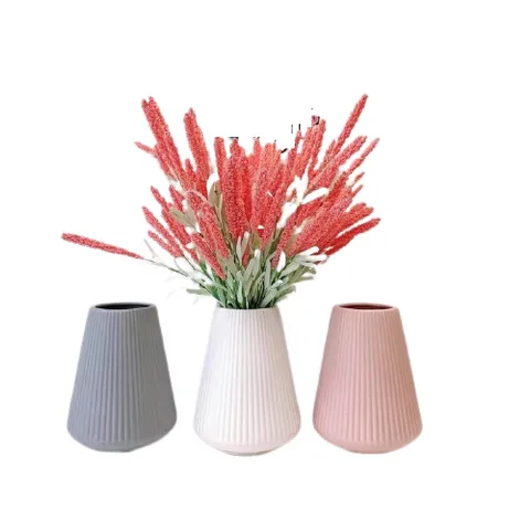 Bình Hoa Gốm Sứ Bát Tràng Họa Tiết Sọc Nổi Màu Pastel - Trang Trí Nhà Cửa Tối Giản Sang Trọng, Phong Cách Hiện Đại