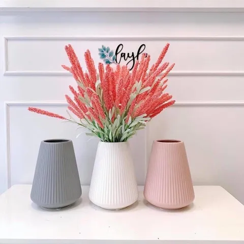 Bình Hoa Gốm Sứ Bát Tràng Họa Tiết Sọc Nổi Màu Pastel - Trang Trí Nhà Cửa Tối Giản Sang Trọng, Phong Cách Hiện Đại