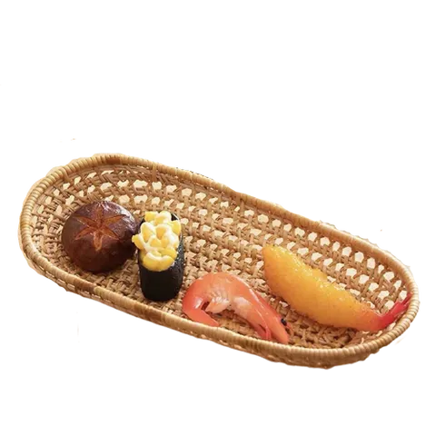 Khay Mây Đan Thưa Thủ Công Vintage - Trang Trí Nhà Cửa Độc Đáo, Đựng Đồ Ăn, Tiện Lợi, Thân Thiện Môi Trường