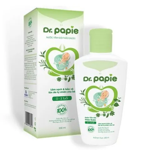 Nước Tắm Gội Dr.Papie Cho Bé Từ Sơ Sinh Đến 3 Tuổi - Chống Rôm Sáy, Bảo Vệ Da, Chiết Xuất Tự Nhiên, Dưỡng Ẩm Mềm Mượt