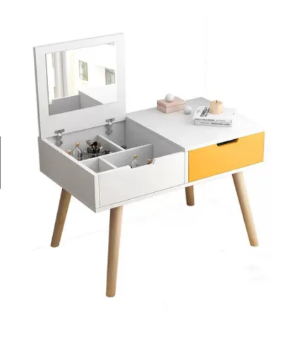 Bàn Trang Điểm Mini Màu Trắng Ngồi Bệt Chân Gỗ Sồi - Thiết Kế Hiện Đại Tiện Lợi Cho Phòng Ngủ Nhỏ Gọn