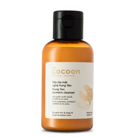 Sữa Rửa Mặt Nghệ Hưng Yên CoCoon Turmeric Cleanser 140ml - Làm Sáng Da, Cấp Ẩm, Không Sulfate, Dùng Cho Mọi Loại Da